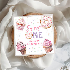 Pink Cupcake & Donut Birthday Paper Napkin Serviette