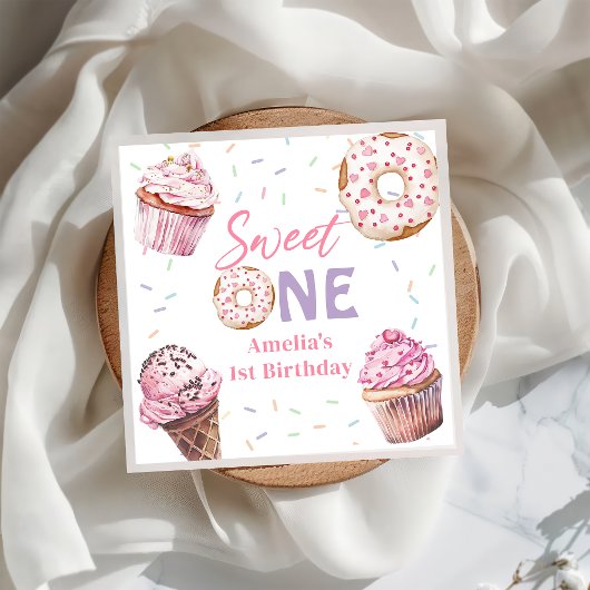 Pink Cupcake & Donut Birthday Paper Napkin Serviette