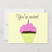 Pink Cupcake Einladung zum ersten Geburtstag indiv (Vorderseite)