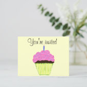 Pink Cupcake Einladung zum ersten Geburtstag indiv (Stehend Vorderseite)