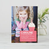 Pink Cupcake Foto Einladung zum ersten Geburtstag (Stehend Vorderseite)