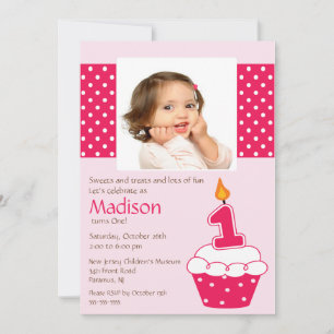 Pink Cupcake Foto Geburtstagseinladung Einladung