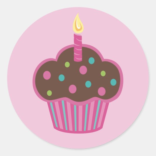 Pink Cupcake Gastgeschenk Aufkleber (Vorderseite)
