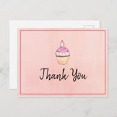 Pink Cupcake Geburtstag Danke Postkarte (Vorne/Hinten)