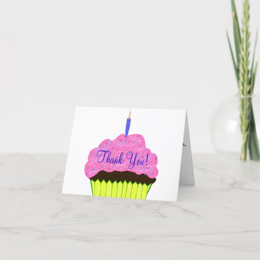 Pink Cupcake Geburtstag Vielen Dank Karten (Vorderseite)