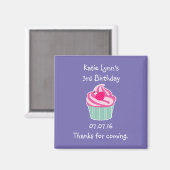 Pink Cupcake Geburtstagsparty Gefallen Magnet (Vorderseite/Rückseite)