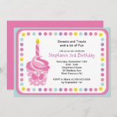 Pink Cupcake Girls 1. Geburtstag Party Einladung (Vorne/Hinten)