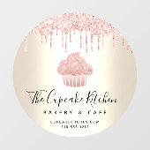Pink Cupcake Glitzer Tropfen Bäckerei Konditorei C Fensteraufkleber (Blatt)
