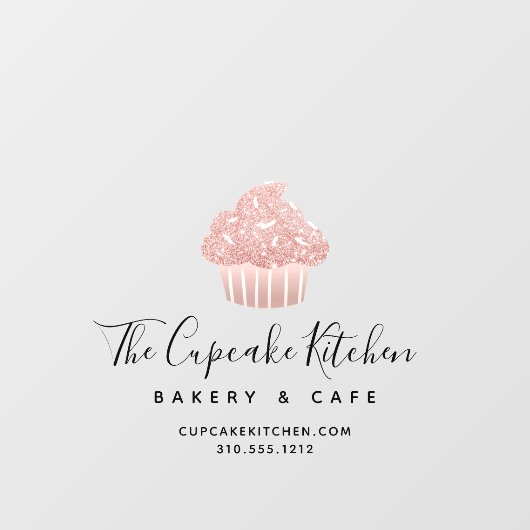 Pink Cupcake Glitzer Tropfen Bäckerei Konditorei C Fensteraufkleber (Blatt)