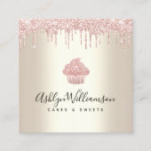 Pink Cupcake Glitzer Tropfen Bäckerei Konditorei K Quadratische Visitenkarte (Vorderseite)