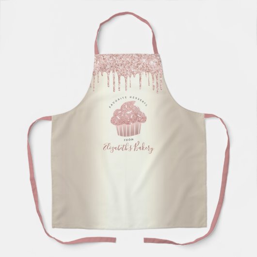 Pink Cupcake Glitzer Tropfen Bäckerei Konditorei K Schürze (Vorderseite)