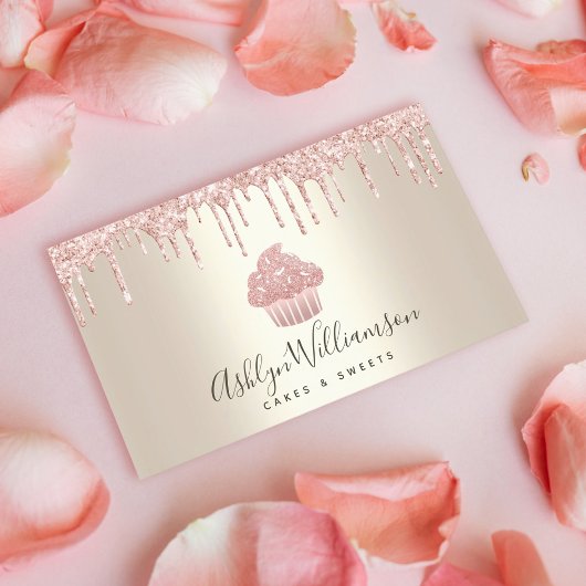 Pink Cupcake Glitzer Tropfen Bäckerei Konditorei K Visitenkarte