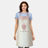 Pink Cupcake Glitzer Tropfen Gold Bäckerei Koch Schürze (Getragen)