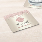 Pink cupcake Glitzer Tropfen moderne gürtelgoldene Rechteckiger Pappuntersetzer (angewinkelt)