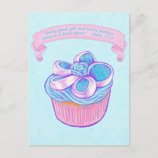 Pink Cupcake~Good Gift Scripte Postkarte (Vorderseite)