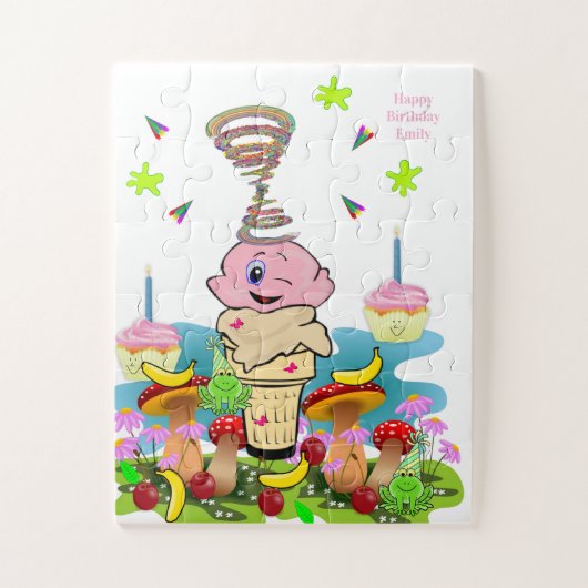 Pink Cupcake Happy Birthday Cupcake Puzzles  (Vertikal)