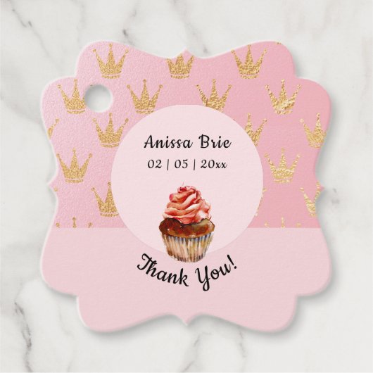 Pink Cupcake Happy Birthday Vielen Dank Geschenkanhänger (Vorderseite)