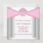 Pink Cupcake Heart Girls 2. Geburtstag Party Einladung (Rückseite)