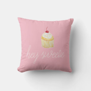 Pink Cupcake Hey Sweetie Personalize Kissen