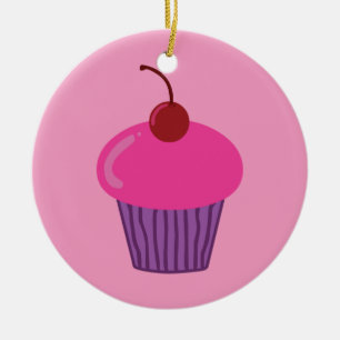 Pink Cupcake Keramik Ornament