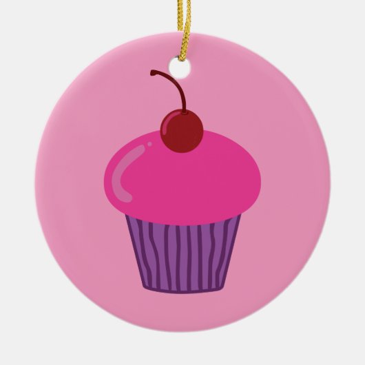 Pink Cupcake Keramik Ornament (Vorne)