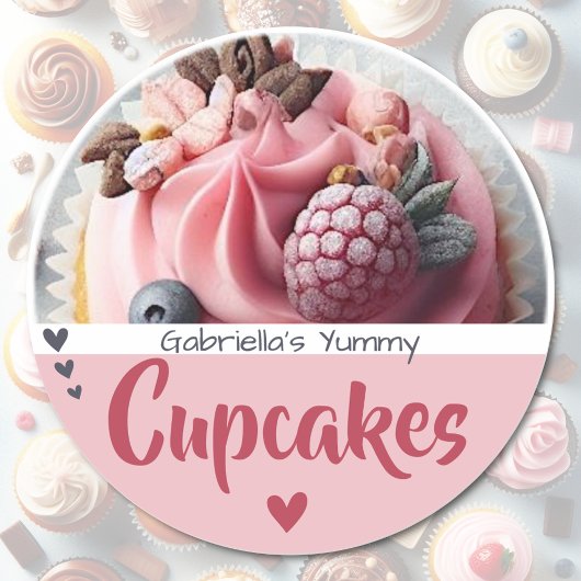 Pink Cupcake Kuchen Fotovorlage Backing Label Runder Aufkleber