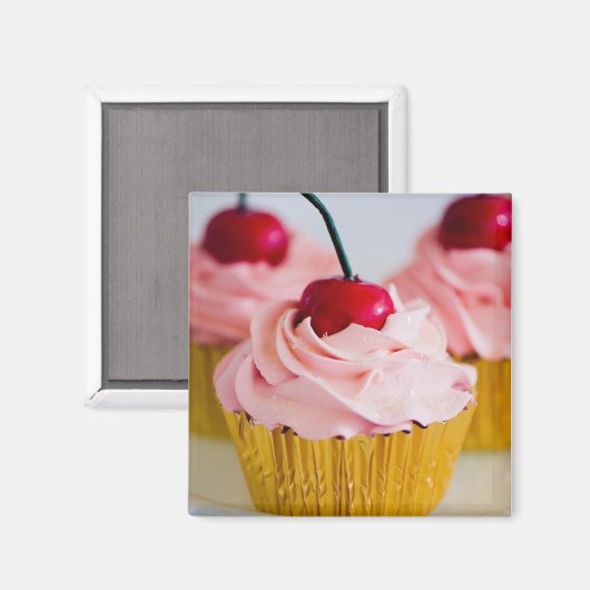 Pink Cupcake Magnet (Vorderseite/Rückseite)