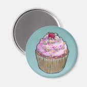 Pink cupcake magnet (Vorderseite/Rückseite)