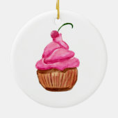 Pink Cupcake mit Cherry Keramik Ornament (Hinten)