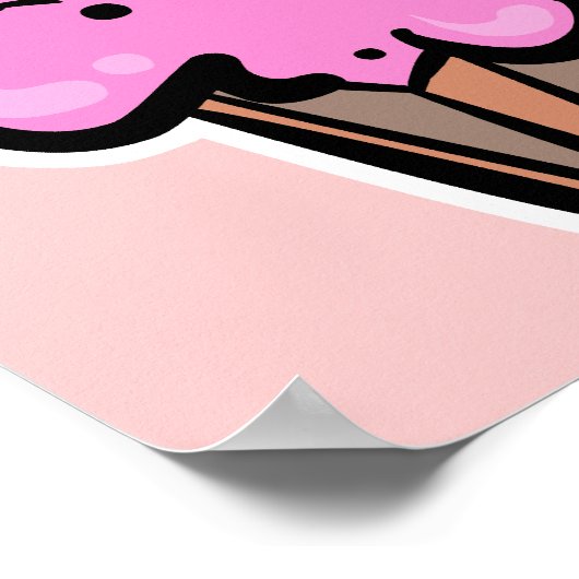 Pink Cupcake mit Cherry Poster (Ecke)