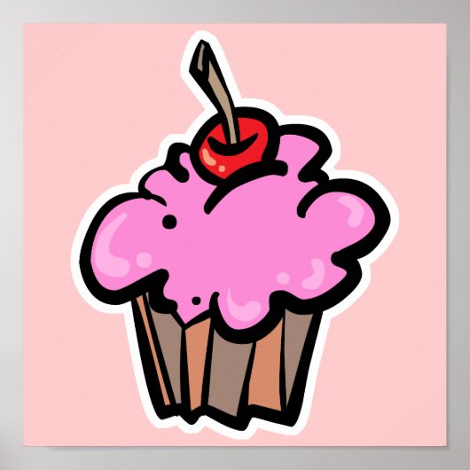 Pink Cupcake mit Cherry Poster (Vorne)