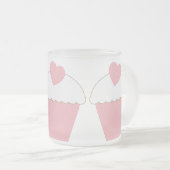 Pink Cupcake mit Herz Mattglastasse (VorderseiteRechts)
