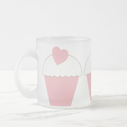Pink Cupcake mit Herz Mattglastasse (Links)
