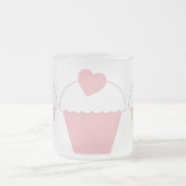Pink Cupcake mit Herz Mattglastasse (Mittel)