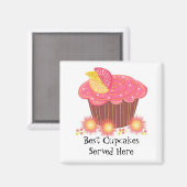 Pink Cupcake mit Niedlichem Sprichwort Magnet (Vorderseite/Rückseite)