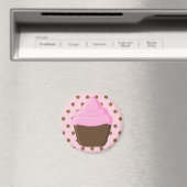 Pink Cupcake mit Pink Polka Dots Magnet (In Situ (Geschirrspüler))