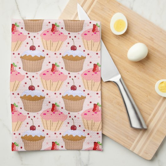 Pink Cupcake Muster Handtuch (Viertel Falte)