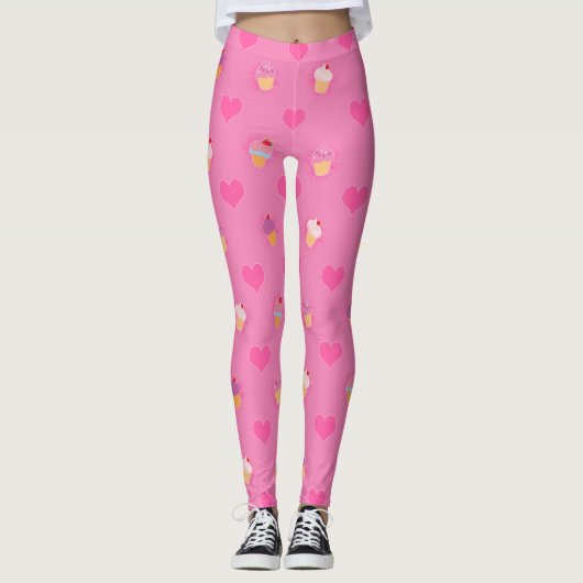 Pink Cupcake Muster Leggings (Vorderseite)