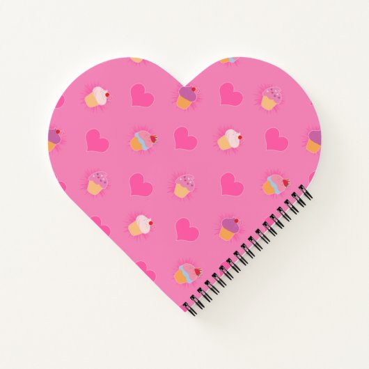 Pink Cupcake Muster Notizbuch (Rückseite)
