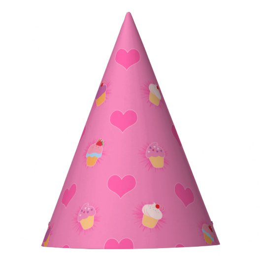 Pink Cupcake Muster Partyhütchen (Vorderseite)