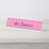 Pink Cupcake Muster Schreibtischnamensplakette (Vorderseite )