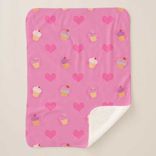 Pink Cupcake Muster Sherpadecke (Vorderseite)