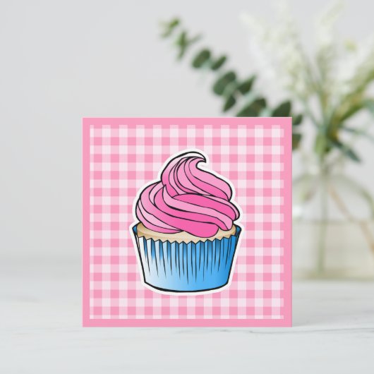 Pink Cupcake Mütter Tag Karte (Stehend Vorderseite)