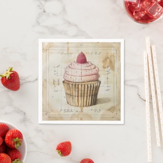 Pink Cupcake Old School Diagramm Serviette (Beispiel)