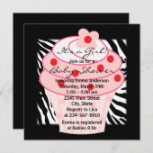 Pink Cupcake Pink Zebra Baby Dusche Einladung (Vorne/Hinten)