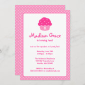 Pink Cupcake Polka Dot Birthday Party Einladung (Vorne/Hinten)