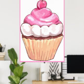 Pink Cupcake Poster Artwork - Wand an Design Küche (Heimbüro)