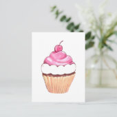Pink Cupcake Postkarte (Stehend Vorderseite)