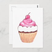 Pink Cupcake Postkarte (Vorne/Hinten)