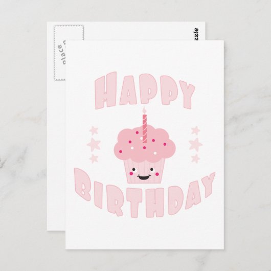 Pink Cupcake Postkarte (Vorne/Hinten)